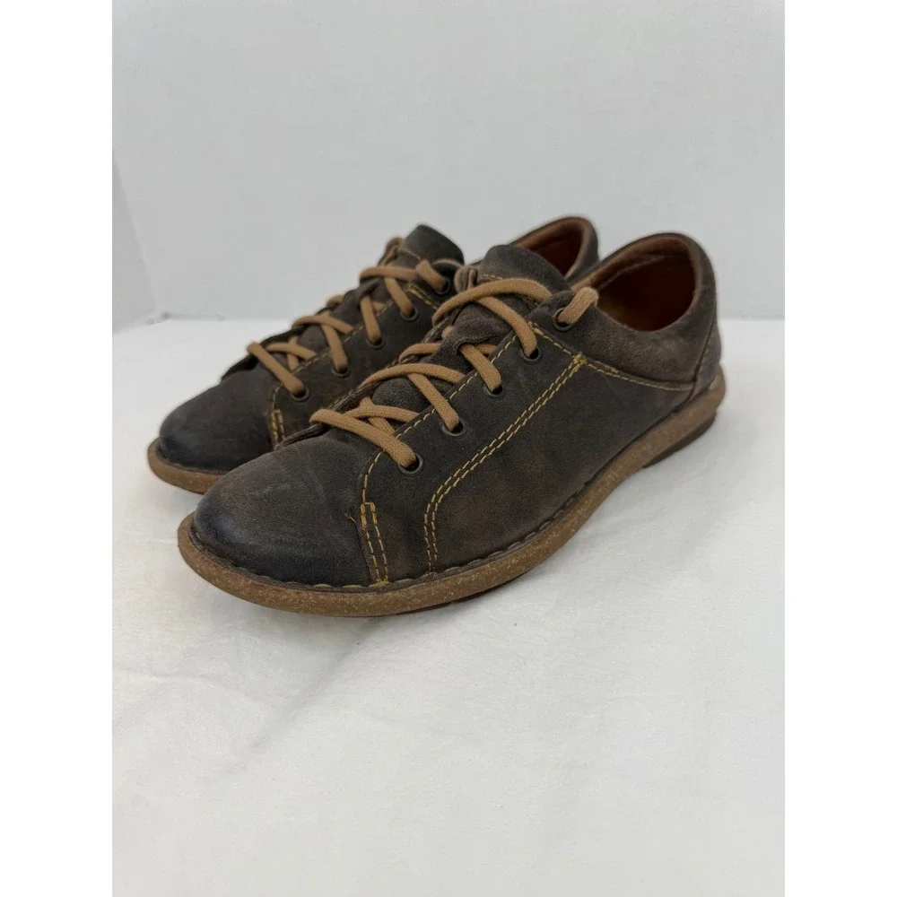 Vtg‎ Born Mens Brown Distressed Leather Lace Up Oxford Shoes F76340 Size 8.5/40
